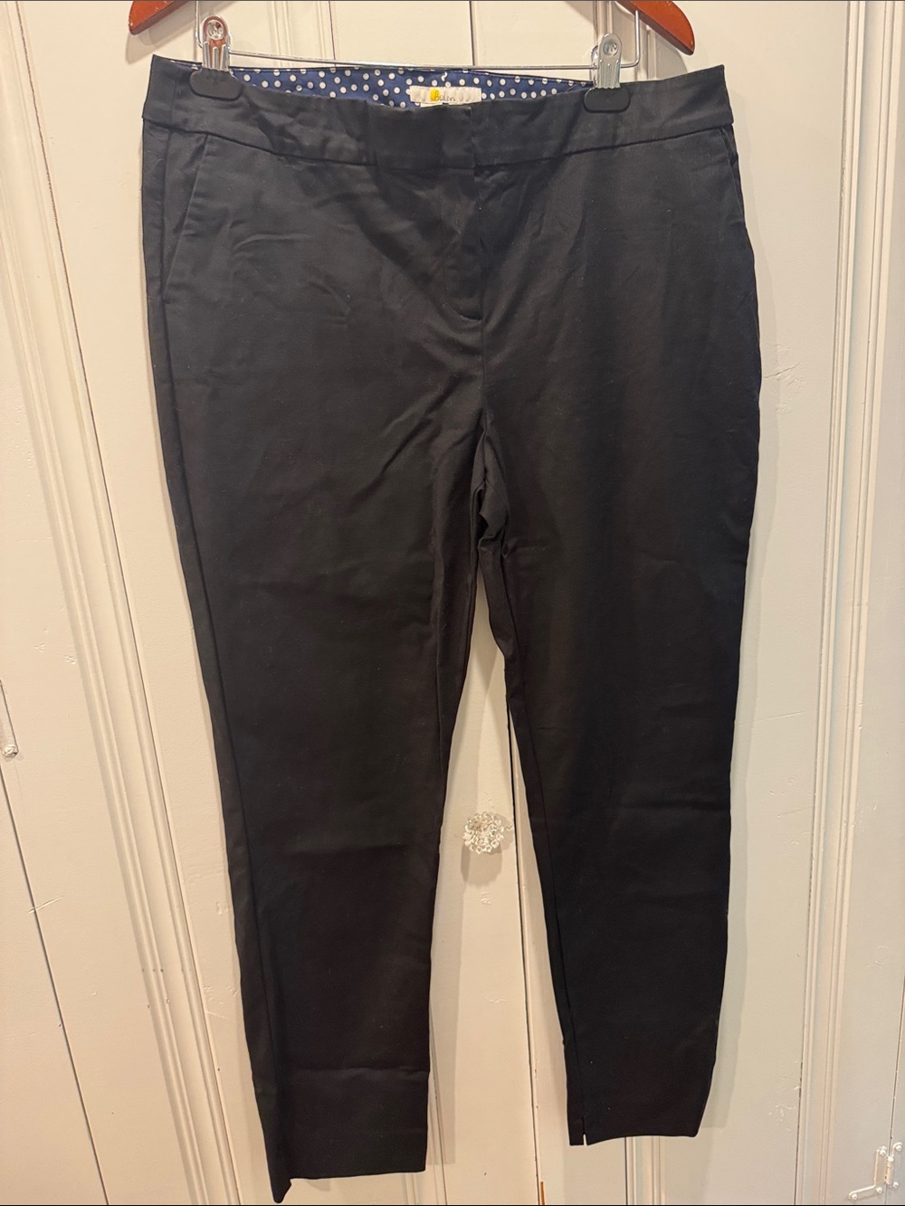 Boden Black Polka Dot Trim Pants